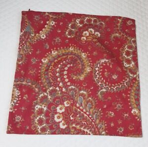 Pottery Barn Chalet Red Paisley Pillow Cover 20 X 20" Cotton Blend Square