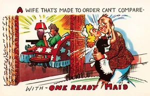 Cartolina d'epoca "Non si può paragonare con una cameriera pronta" Tichnor Bros. Boston B6 - Foto 1 di 2