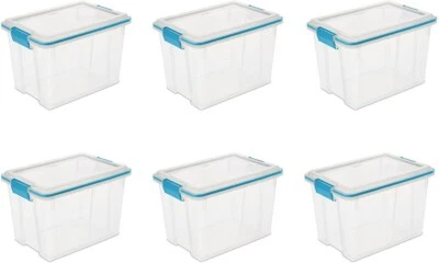 Caja de juntas transparente Sterilite 19324306 20 cuartos/19 litros con acuario azul paquete de 6 Foto 1 de 4