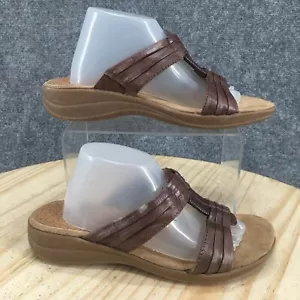 Sandalias Bare Traps para mujer 7 M Justee Slide cuero marrón punta abierta informales cómodas - Imagen 1 de 16