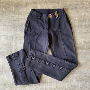 Tru TRUSSARDI pants women's EU 40 corduroy Trousers Tapered button leg Black - Picture 1 of 12