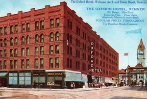 Postal publicitaria de farmacia de hotel Oxford Denver Colorado CO - Imagen 1 de 3
