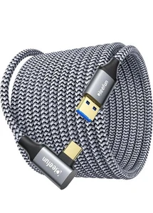 10ft Link Cable for Oculus Quest 2/3 Type-C Right Angle to USB A Charging Cord - Picture 1 of 1