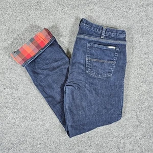 Carhartt Flanell gefüttert Dark Wash Denim Jeans Damen Tagged 16 Actual 34x29 - Bild 1 von 8