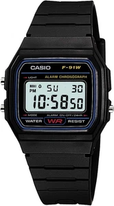 CASIO STANDARD DIGITAL WATCH WITH LED-LIGHT F-91W-1JF - Picture 1 of 5