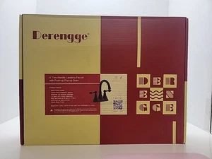Grifo de baño Derengge F-4501-Mt dos manijas sin plomo con drenaje emergente, negro - Imagen 1 de 5