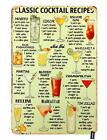 Classic Cocktail Recipes Tin Sign Kinds Of Beer Wine Drink List Poster Vintage M