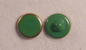 Button Set Glass Apple Green Round Gold 11/16” 18mm 28L Czechia - Picture 1 of 1