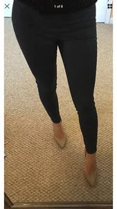 NEW Victoria's Secret Denim Pull On Metallic Slim Skinny Pants. Gray Silver Sz 0 - Picture 1 of 8