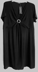 Elementz BLACK ELEGANT dress Woman's Plus 2X short sleeve stretch NWT - Picture 1 of 5