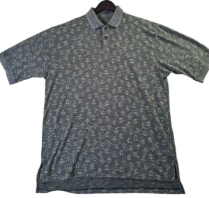 VTG Descente International Collection Geometric Golf Polo Shirt Men's Large Gray - Picture 1 of 6