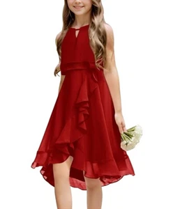 Girl's A-Line Halter Neck Chiffon Junior Bridesmaid Fancy Dress, Size 13-14 C1 - Picture 1 of 6