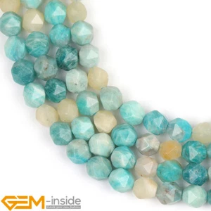 Natural MultiColor Peru Amazonite Stone Polygonal Faceted Round Beads 15"Strand - Picture 1 of 24