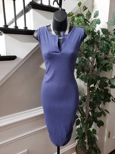 Isabel Maternity Women's Blue Polyester V-Neck Sleeveless Knee Length Dress XS - Picture 1 of 12