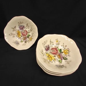 Vtg Johnson Bros Sheraton Square Cereal Bowls 6¼" Floral MCM Cottage Set Of 5 - Picture 1 of 18