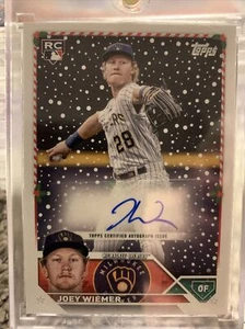 2023 Topps Holiday Autographs Joey Wiemer RC /450 SP Brewers - Picture 1 of 8