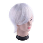 Cosplay Women Short pixie Hair White Silver Straight Synthetic Full Wigs Set