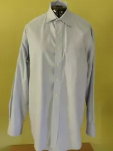 Camicia Uomo Tommy Hilfiger Blu Spilla Striscia Fondo Piumino Taglia L 34/35 Abito Causale - Foto 1 di 4
