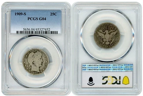 1909 S BARBER QUARTER 25C PCGS G04 45327452 E11 Cover