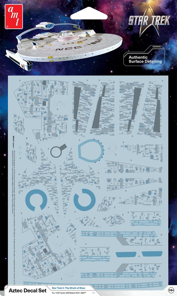 AMT Star Trek: Wrath of Khan U.S.S. Reliant Aztec Decal Set 1:537 MKA071 - Image 1 of 1