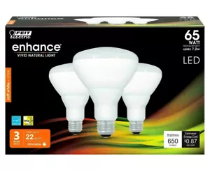 Lot 3 Pcs Feit 65 Watt Equiv BR30 Soft White Flood Light vivid Natural LED Bulbs - Picture 1 of 6