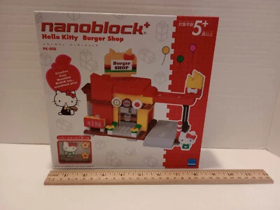 Kawada Nano Block plus Sanrio Hello Kitty Burger Shop Bloque de Construcción Juguete Japón Foto 1 de 2