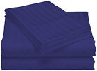 100% Egyptian Cotton 600-TC Deep Pocket Full Sheet Set Royal Blue Stripe