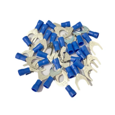 100pcs Blue Pre Insulated Fork Type Terminals 16-14AWG Wire Connectors SV2-8 - Image 1 of 4
