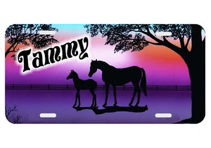 Horses Purple Personalized Monogrammed License Plate Custom Auto Car Tag - Bild 1 von 2