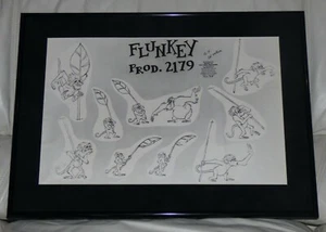 WALT DISNEY THE JUNGLE BOOK 1967 FRAMED ORIGINAL MODEL SHEET FLUNKEY KING LOUIE - Picture 1 of 1