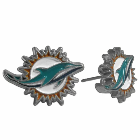 Miami Dolphins Logo Stud Earrings (NFL Football Jewelry) Cover