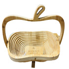 Bonnie & Pop NY Collapsible Wood Apple Folding Fruit Basket Folds Flat Trivet