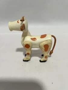 Vintage Fisher Price Little People White COW Play Family Farm 3.5”H Hong Kong - Picture 1 of 5