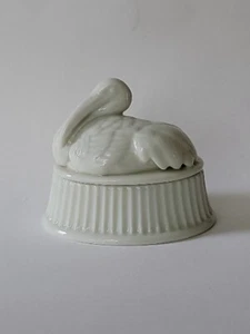 Grúa de porcelana vintage 1977 pelícano cigüeña caja de baratijas marítimas Fritz & Floyd - Imagen 1 de 13