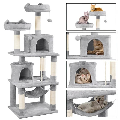 U`KING Stabiler Kratzbaum Kratzbaum Groß Katzenbaum für Katzen mit Höhle Sisal Stämme