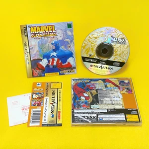 Marvel Super Heroes - Sega Saturn SS Game Japan JP w/Box Manual Spine Post Card - Picture 1 of 16
