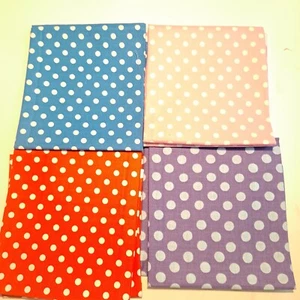 Polka Dot Cotton Fabric Lot Of 4 Fat Quarter Quality Quilt 18" X 22" Fassett + - Picture 1 of 4