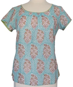 Anokhi printed summer blouse - cotton, scoop neck with pleats - Picture 1 of 4