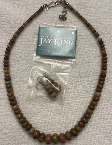 RARE HSN Jay King Volcanic Opal & Red Opal Sterling Silver Necklace & Earrings - Picture 1 of 7