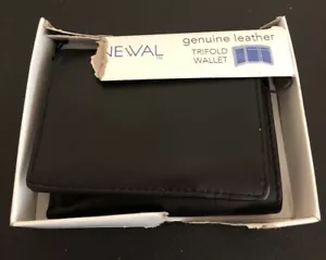 Neue schwarze Herren-Geldbörse aus echtem Leder mit Dreifachfaltung, Kreditkartenetui und Ausweisfenster - Bild 1 von 7