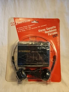 VINTAGE*EMERSON Stereo Cassette Headphones Portable*CS15*New - Picture 1 of 8