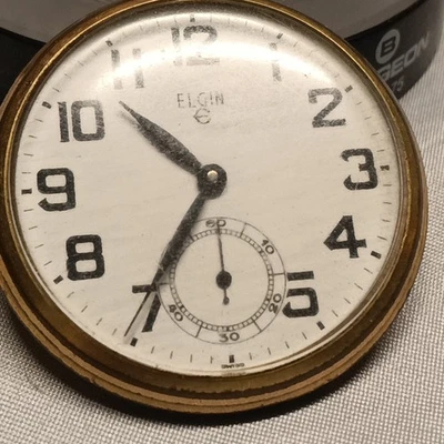 Antigo Relógio de bolso 1950s Open Face Elgin Swiss 17 Jewel /326 - Imagem 1 de 4