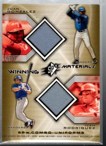 2002 SPx Winning Materials 2-Player Combos WMGR Juan Gonzalez Ivan Rodriguez Jsy - Picture 1 of 2