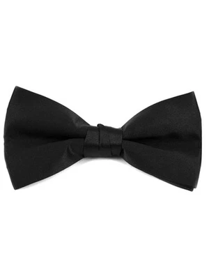 Young Boy's Black Pre-tied Clip On Bow Tie - Formal Tuxedo Solid Color - Image 1 of 4