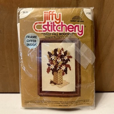 Sunset Design Jiffy Stitchery Margarita Otoño Ramo Crewel Bordado Kit 1975 De Colección Foto 1 de 4