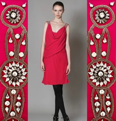 Vestido de cóctel Temperley London nuevo con etiquetas talla US6 adornado con cristal seda fucsia Foto 1 de 4