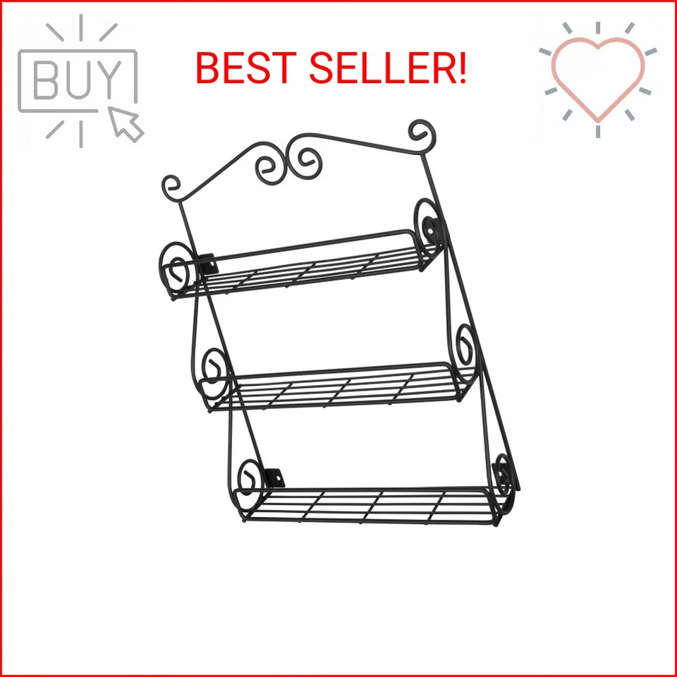 Estante de montaje en pared Spectrum Diversified Scroll Spice, negro Foto 1 de 2