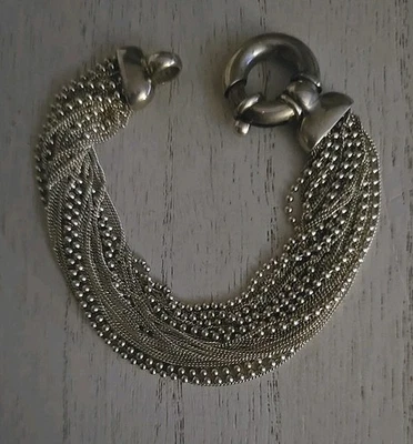 Links Of London Sterling silver multi 35 strand chain beaded ball bracelet Italy - Image 1 of 4