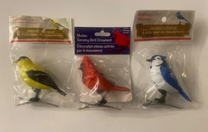 Lot of 3 Motion Activated Singing Birds Clip On. Cardinal, goldfinch, Bluejay. - Picture 1 of 4