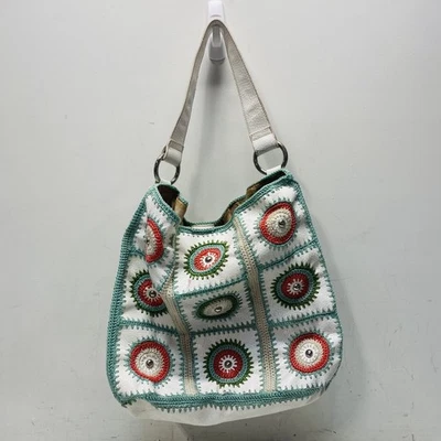 Franco Sarto Women White Crochet Leather Silver Hardware Shoulder Bag - Image 1 of 4